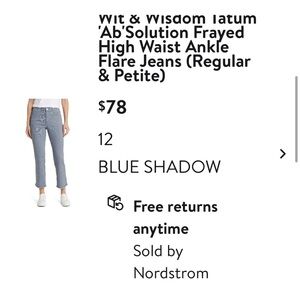 Wit & Wisdom High-Rise Frayed Hem Jeans - Blue Shadow - size 12